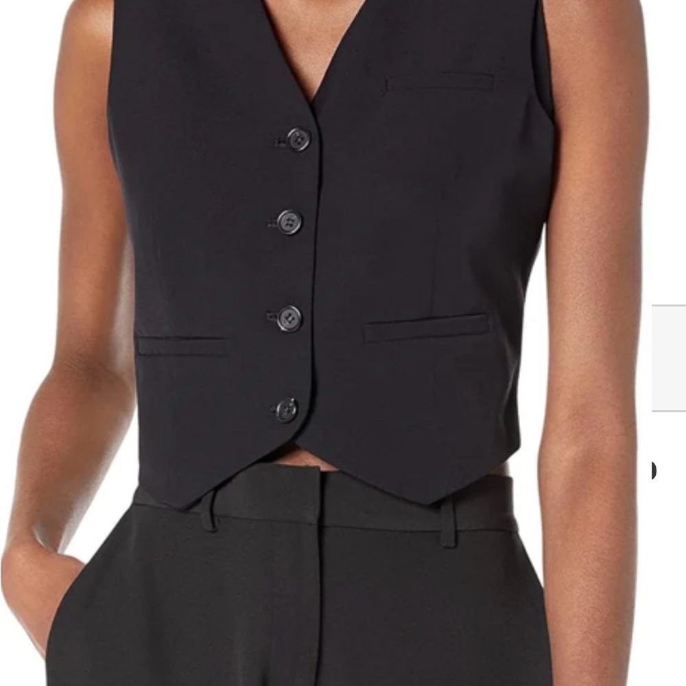 Women's Black Button Front Vest